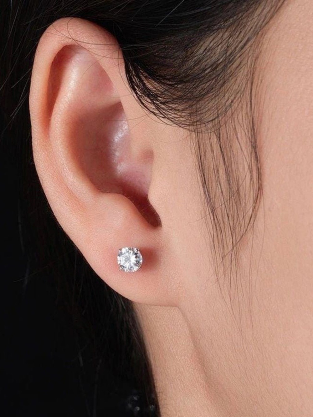 1CTW Moissanite Sterling Silver Martini Setting Stud Earrings